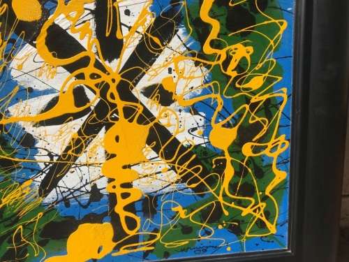 Oil on Board : Large Abstract by Hannes Meiring ( 70 x 70 cm )