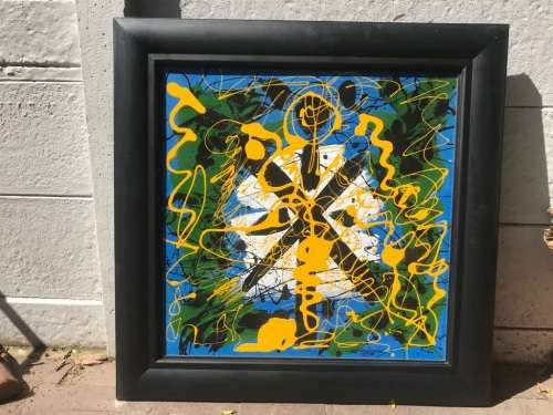 Oil on Board : Large Abstract by Hannes Meiring ( 70 x 70 cm )