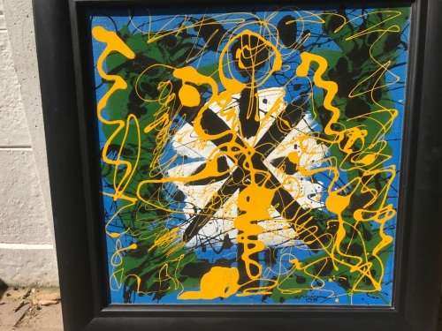 Oil on Board : Large Abstract by Hannes Meiring ( 70 x 70 cm )