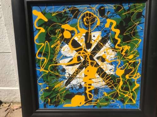 Oil on Board : Large Abstract by Hannes Meiring ( 70 x 70 cm )