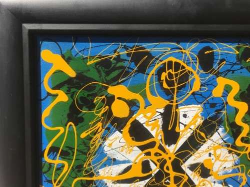 Oil on Board : Large Abstract by Hannes Meiring ( 70 x 70 cm )