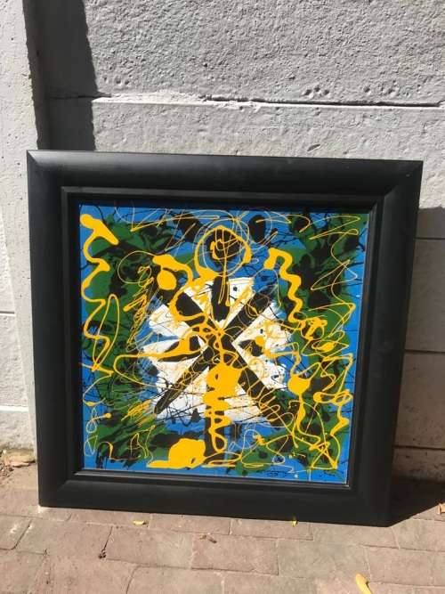 Oil on Board : Large Abstract by Hannes Meiring ( 70 x 70 cm )