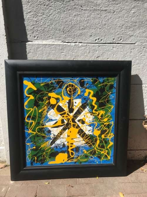 Oil on Board : Large Abstract by Hannes Meiring ( 70 x 70 cm )