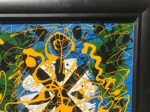 Oil on Board : Large Abstract by Hannes Meiring ( 70 x 70 cm )