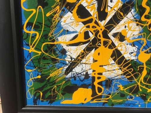 Oil on Board : Large Abstract by Hannes Meiring ( 70 x 70 cm )