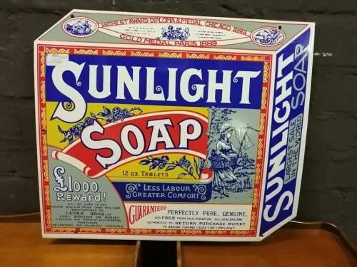 Original Enamel Sunlight Soap Sign ( 50 x 43 cm )