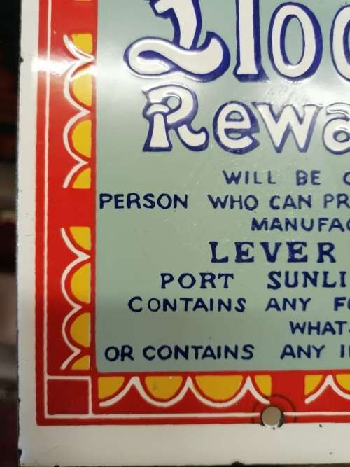 Original Enamel Sunlight Soap Sign ( 50 x 43 cm )