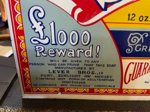 Original Enamel Sunlight Soap Sign ( 50 x 43 cm )