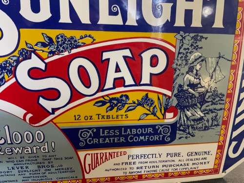 Original Enamel Sunlight Soap Sign ( 50 x 43 cm )