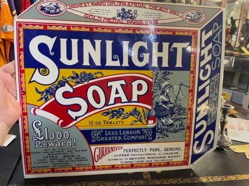 Original Enamel Sunlight Soap Sign ( 50 x 43 cm )