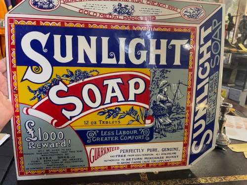 Original Enamel Sunlight Soap Sign ( 50 x 43 cm )