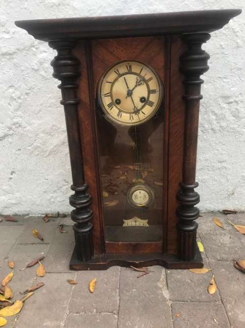 Mahogany Cased Regulator Wall Clock ( 56 x 40 cm )Working condition