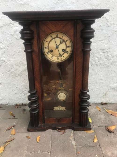 Mahogany Cased Regulator Wall Clock ( 56 x 40 cm )Working condition