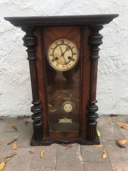 Mahogany Cased Regulator Wall Clock ( 56 x 40 cm )Working condition
