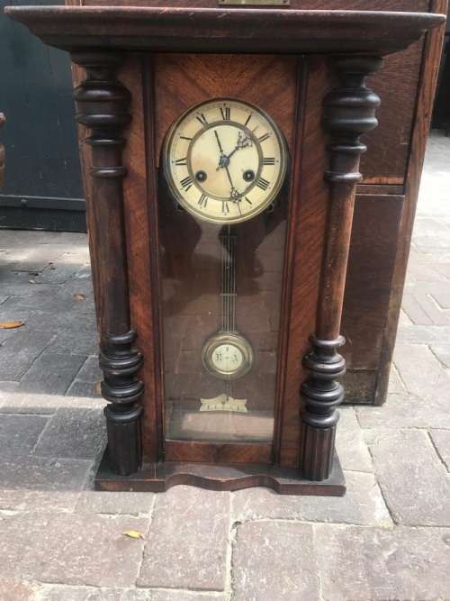 Mahogany Cased Regulator Wall Clock ( 56 x 40 cm )Working condition