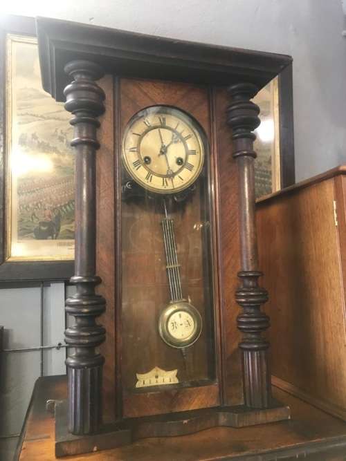 Mahogany Cased Regulator Wall Clock ( 56 x 40 cm )Working condition