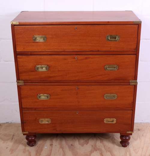 Beautiful Mahogany Military Campaign Chest on Chest circa 1900 ( 108 x 92 x 43 cm )