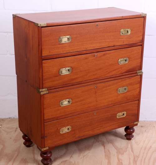 Beautiful Mahogany Military Campaign Chest on Chest circa 1900 ( 108 x 92 x 43 cm )