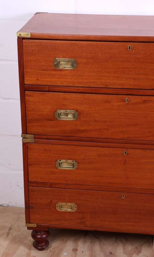 Beautiful Mahogany Military Campaign Chest on Chest circa 1900 ( 108 x 92 x 43 cm )