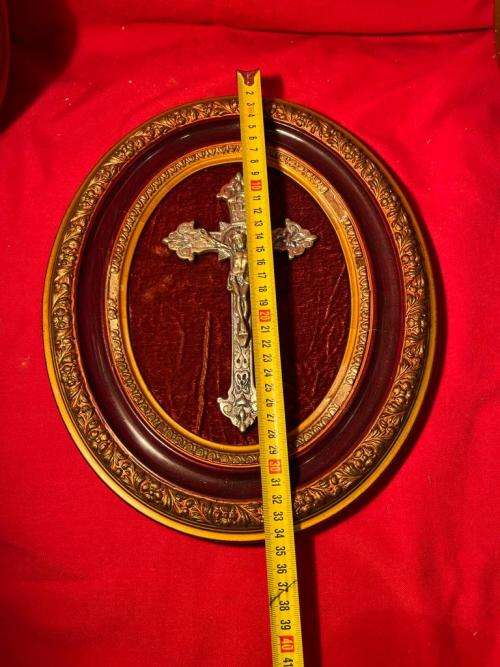 Collection of 3 Framed Christian Bronzed Items ( 28 x 34 cm )