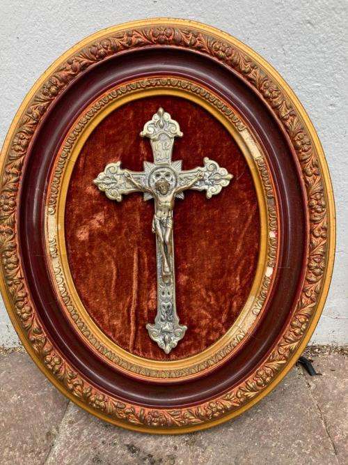 Collection of 3 Framed Christian Bronzed Items ( 28 x 34 cm )