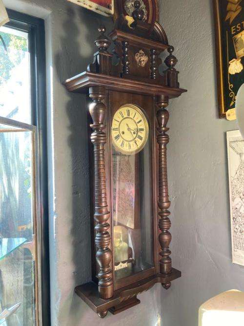 Large Victorian Gustav Becker Mahogany Regulator Wall Clock ( 125 cm )