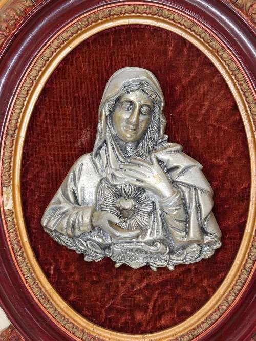 Collection of 3 Framed Christian Bronzed Items ( 28 x 34 cm )