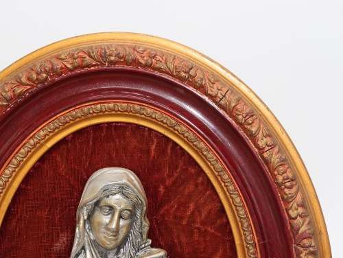 Collection of 3 Framed Christian Bronzed Items ( 28 x 34 cm )