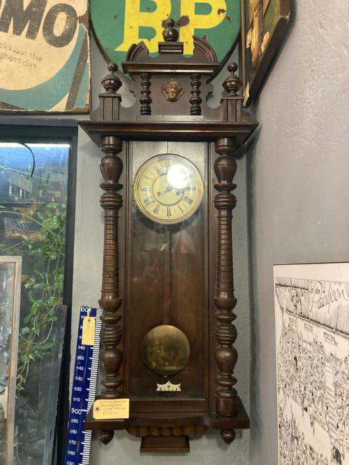 Large Victorian Gustav Becker Mahogany Regulator Wall Clock ( 125 cm )