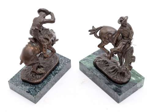 Pair of small Remington Bronzes ( 11 cm high )