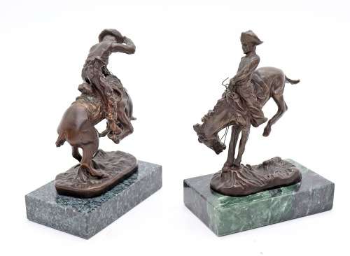 Pair of small Remington Bronzes ( 11 cm high )