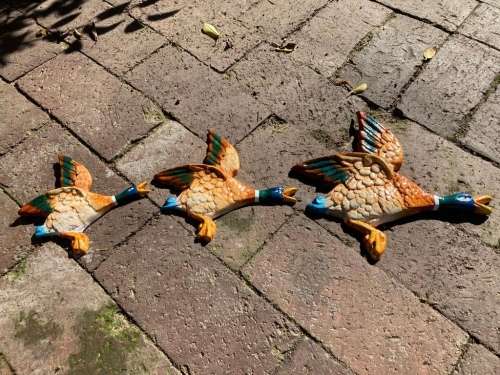 Set of Midcentury Metal Flying Ducks ( Japan )