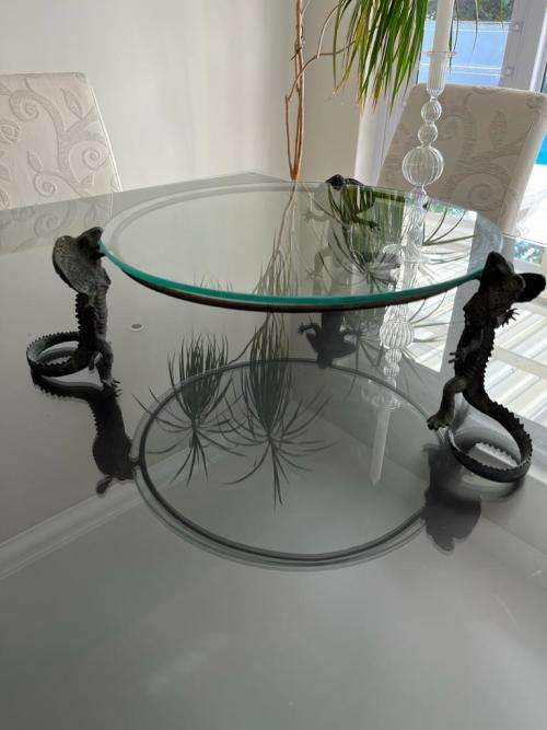Beautiful Bronze Dragonsand Glass Centerpiece ( 40 cm diameter )