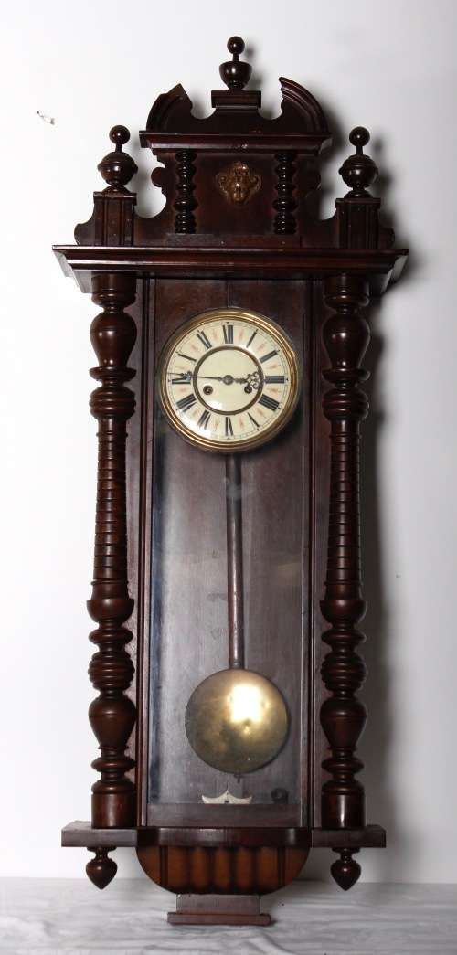 Large Victorian Gustav Becker Mahogany Regulator Wall Clock ( 125 cm )