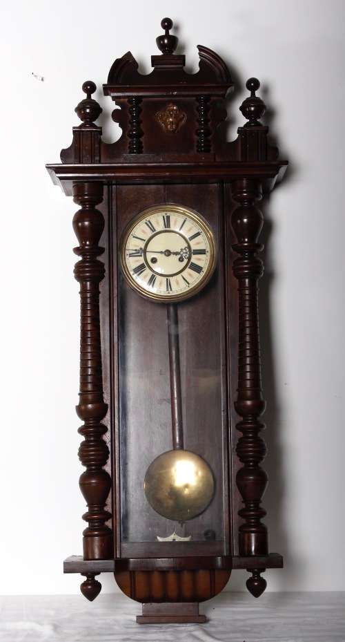 Large Victorian Gustav Becker Mahogany Regulator Wall Clock ( 125 cm )