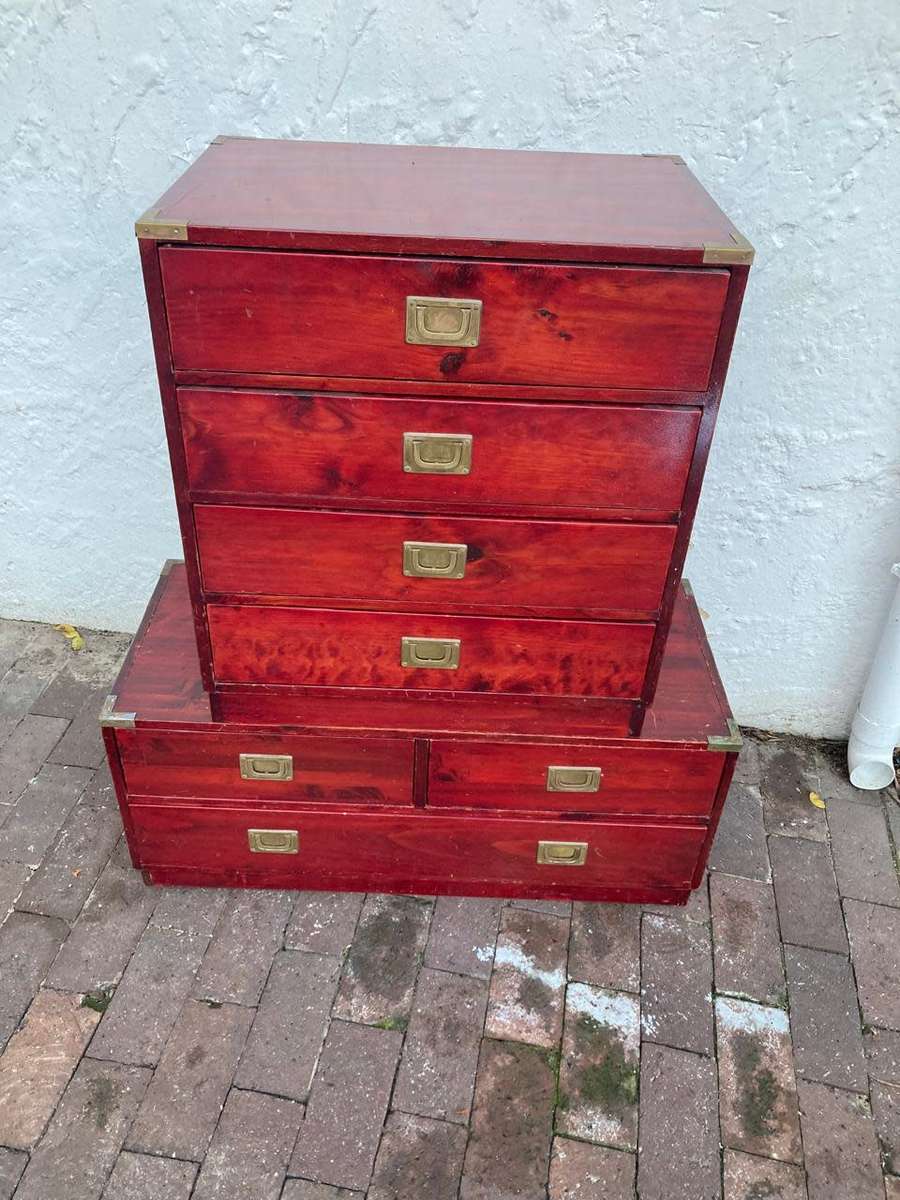 Pair of Drawer Cabinets with Brass Handles