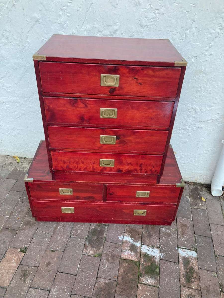 Pair of Drawer Cabinets with Brass Handles