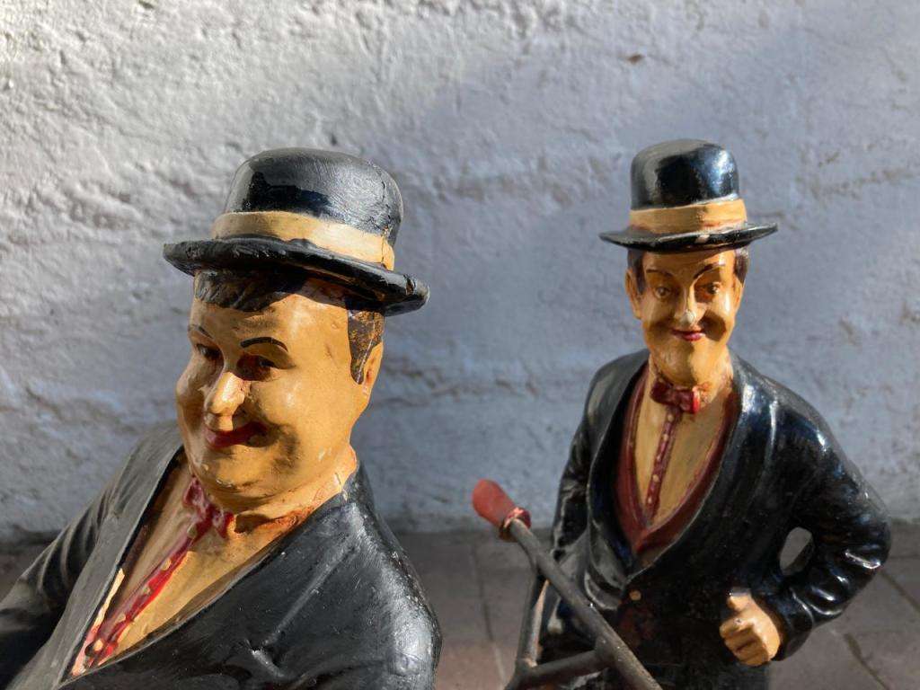 Vintage Laurel and Hardy on Trycycle ( 50 x 50 x 25 cm )