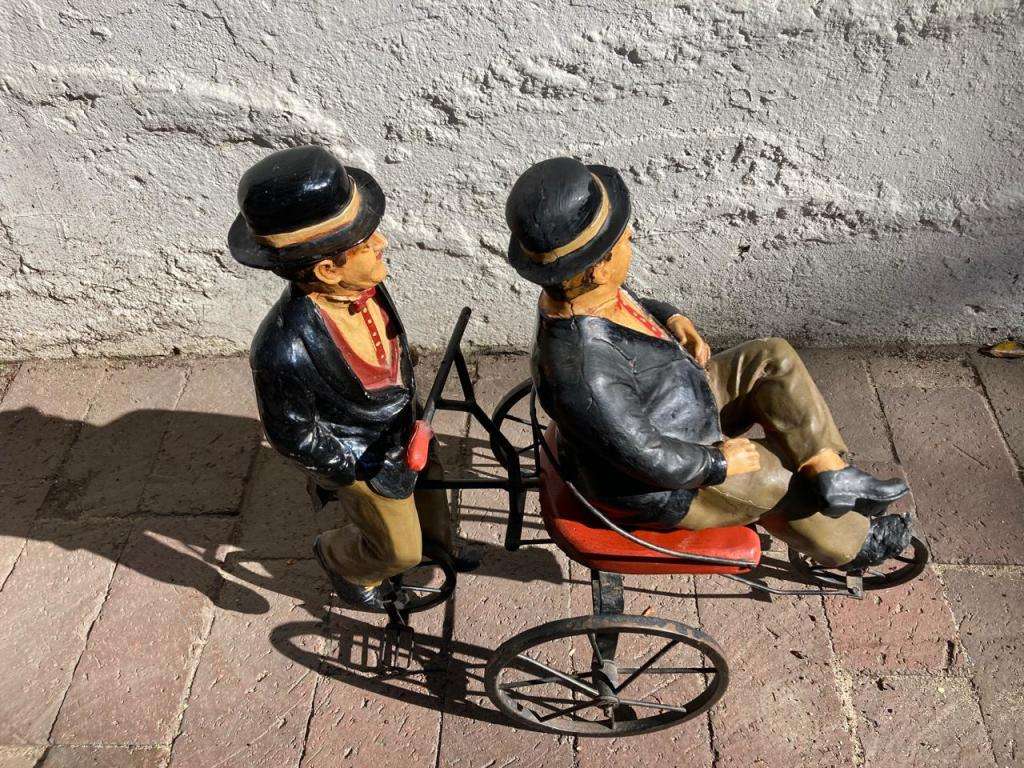 Vintage Laurel and Hardy on Trycycle ( 50 x 50 x 25 cm )