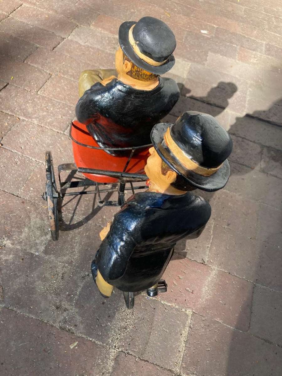 Vintage Laurel and Hardy on Trycycle ( 50 x 50 x 25 cm )