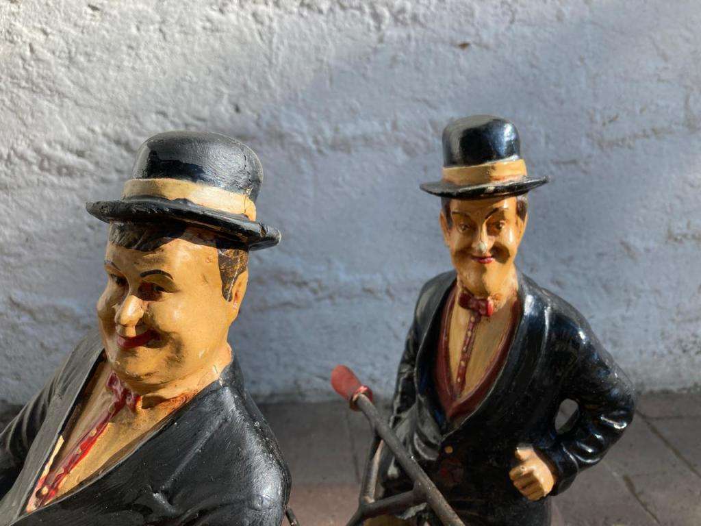 Vintage Laurel and Hardy on Trycycle ( 50 x 50 x 25 cm )
