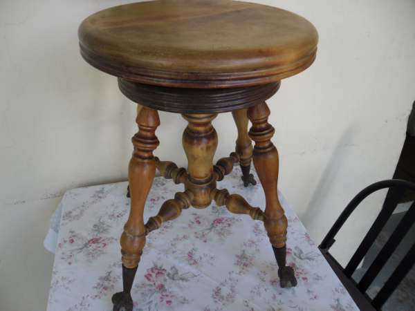 VICTORIAN PIANO CHAIR  WITH CLAW FEET