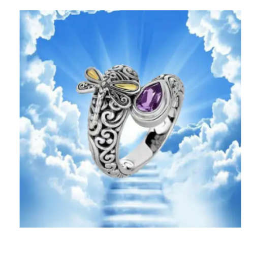 Silver Antique Dragonfly Ring
