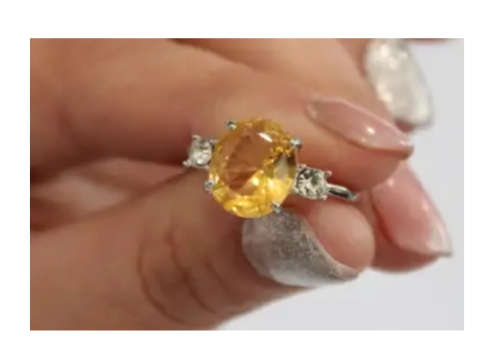 Silver Citrine CZ Ring