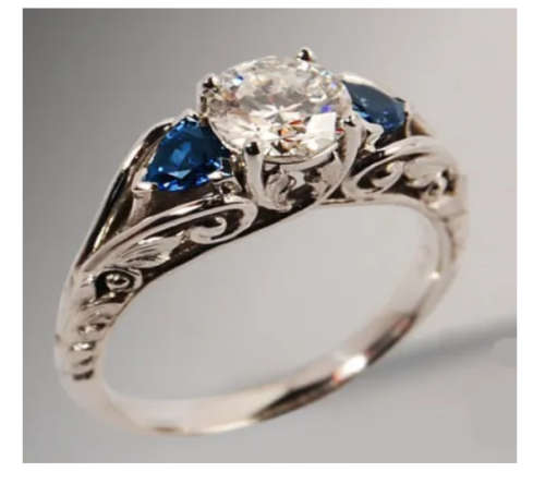 Silver White Sapphire CZ Gemstone Floral Ring