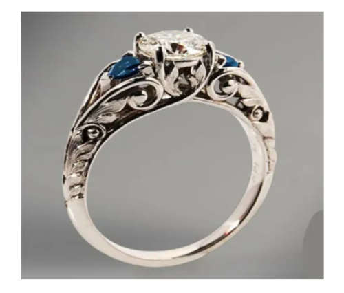 Silver White Sapphire CZ Gemstone Floral Ring