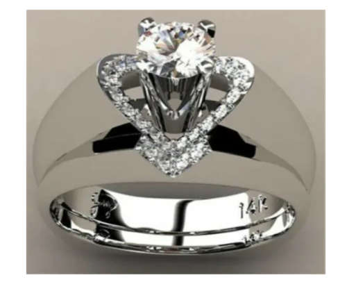 Silver White Sapphire CZ Heart Ring Jewelry