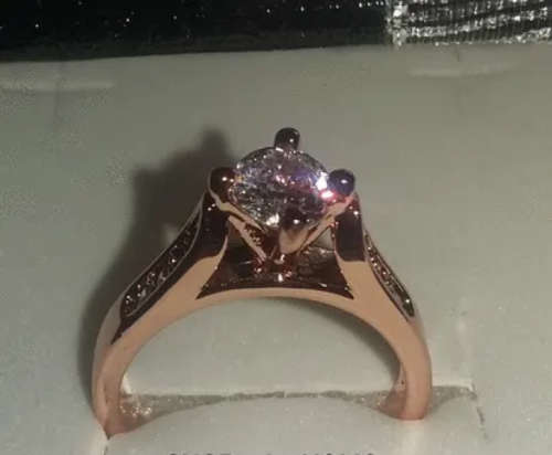 1 Carat Sim Diamond - 18k Rose GP Eng Ring