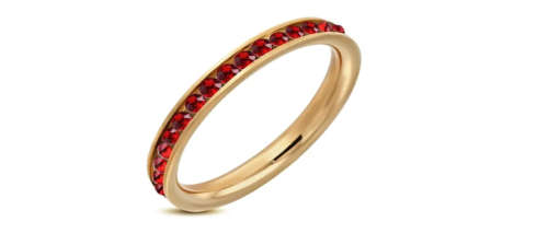 Rose Gold Stainless Steel Red CZ Eternity Ring