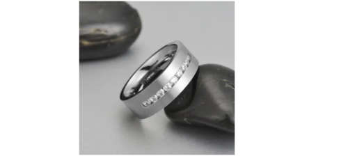 Elegant Stainless Steel Crystal Ring